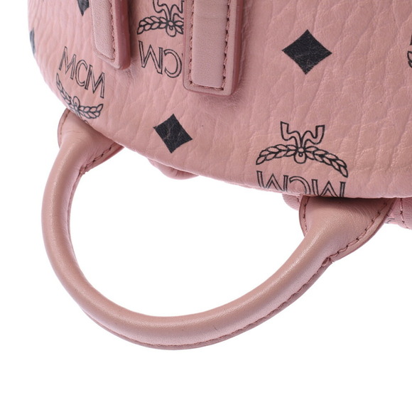 MCM Backpack Side Studs Pink Leather Daypack - Picture 3 of 12